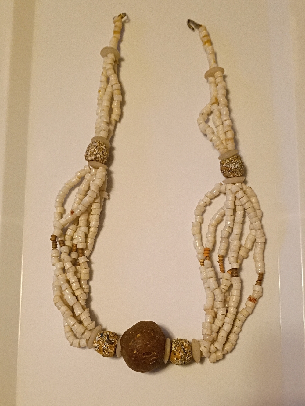 Handcrafted Cream & Gold Beaded Statement Necklace